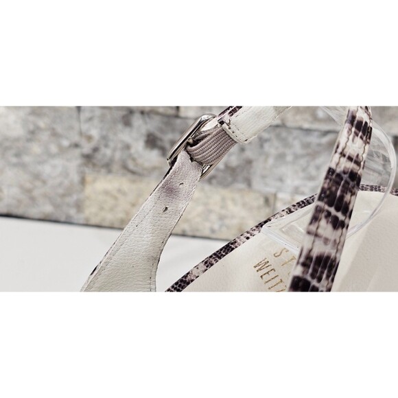 Stuart Weitzman Womens Slingback Heel Leather Peep Toe Python Old Money Size 6.5 - Picture 5 of 8